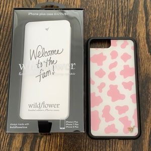 Wildflower case (6+ 7+ or 8+) in pink cow print